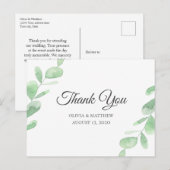 緑のユーカリ葉プス。シンプル結婚さん ポストカード (正面/裏面)