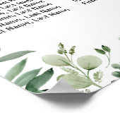 緑のユーカリ葉プ結婚の座席チャート ポスター (角)