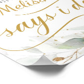 緑のユーカリ葉金ゴールドカウントダウン ポスター (角)