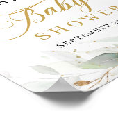 緑のユーカリ葉金ゴールド歓迎サイン ポスター (角)