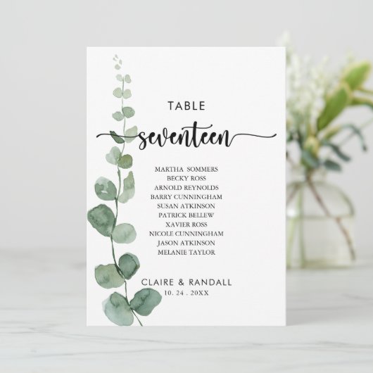 緑のユーカリ表番号17シーティングチャート 招待状 (スタンド正面)