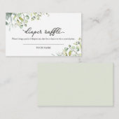 緑のユーカリ赤ちゃんシャワーおむつラッフルエンクル エンクロージャーカード (正面/裏面)