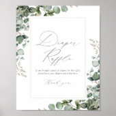 緑のユーカリ赤ちゃんシャワーおむつラッフル ポスター (正面)