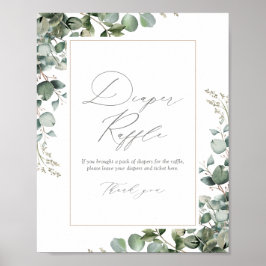 緑のユーカリ赤ちゃんシャワーおむつラッフル ポスター