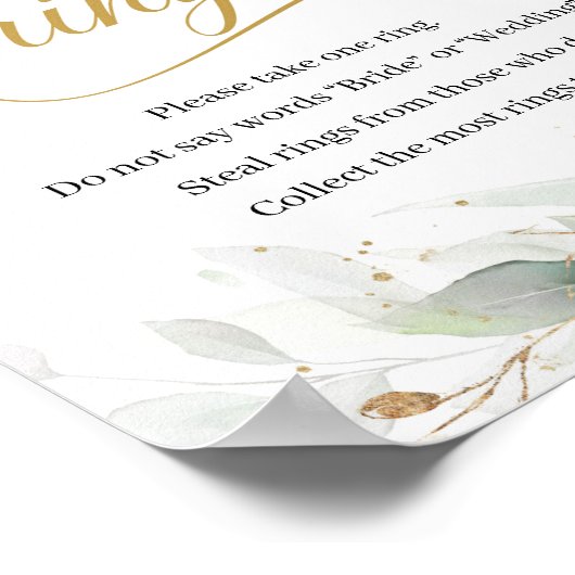 緑のユーカリ金ゴールドはそれをサインゲームにリングを置いた ポスター (角)