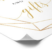 緑のユーカリ金ゴールドカードとギフトブライダル標識 ポスター (角)