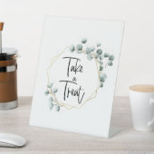 緑のユーカリ金ゴールドフレーム治療サインを取る 台座サイン (インサイチュ)