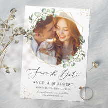 緑のユーカリ金ゴールド幾何学的フレーム写真