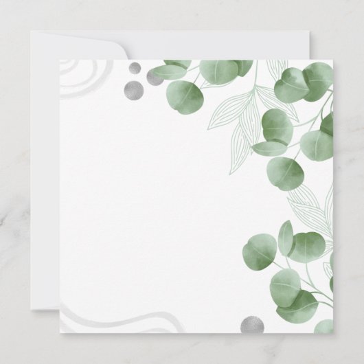 緑のユーカリ離れスの結婚式の日付を保存 (裏面)