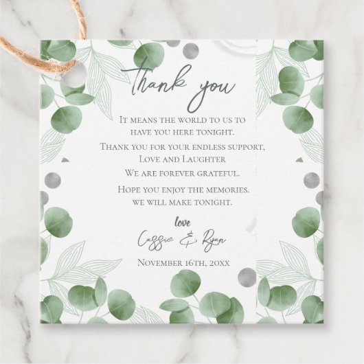 緑のユーカリ離れス自然インスパイア結婚ズ フェイバータグ (正面)