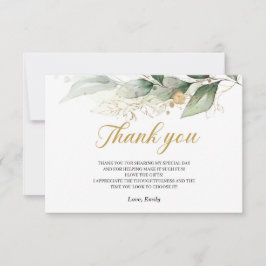 緑のユーカリ離れス金ゴールドサンキューカード サンキューカード