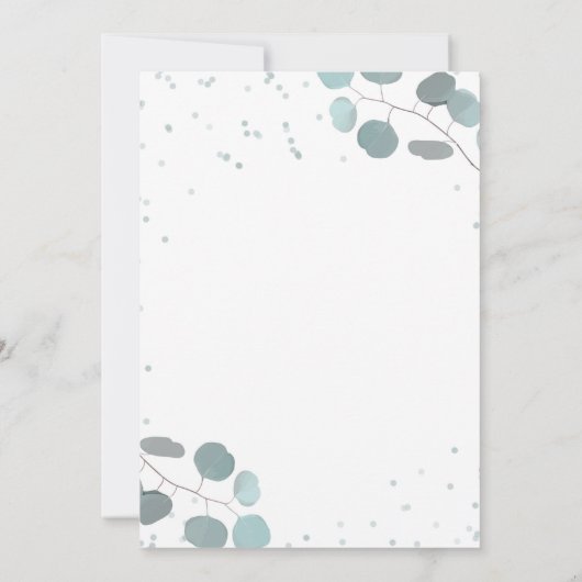 緑のユーカリ離れパービシャワー双子 招待状 (裏面)