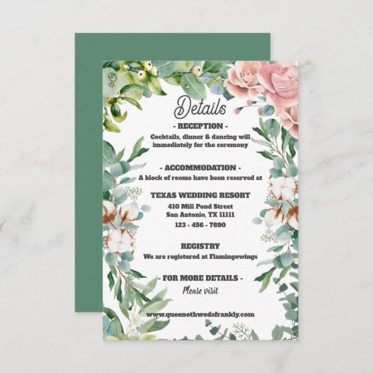 緑のユーカリ離れフローラ結婚ズ エンクロージャーカード (正面/裏面)