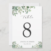 緑のユーカリ離れプスの5x7テーブル番号カード (正面)