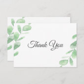 緑のユーカリ離れプス。ウッドラシンプルンド結婚の サンキューカード (正面/裏面)