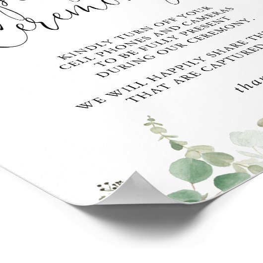 緑のユーカリ非詰め式のスクリプトサイン ポスター (角)