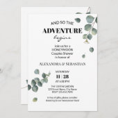 緑のユーカリ·ハネムーン·シャワー 招待状 (正面/裏面)