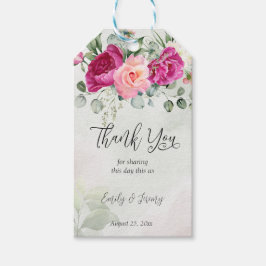 緑のユーカリ・マゼンタピーニーバラの恩恵 ギフトタグ