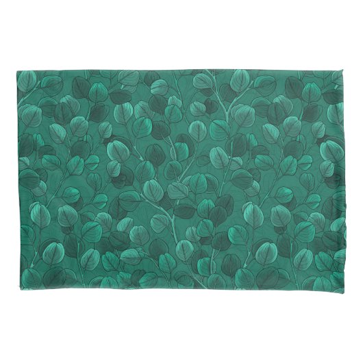 緑のユーカリ 枕カバー (正面)