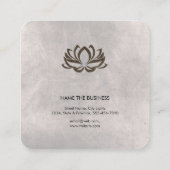 緑のヨガのインストラクターのはすの花の水彩画 スクエア名刺 (裏面)