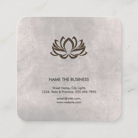 緑のヨガのインストラクターのはすの花の水彩画 スクエア名刺 (裏面)