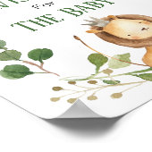 緑のライオンの赤ちゃんシャワーがベビーを願う ポスター (角)