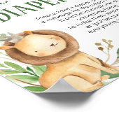 緑のライオン赤ちゃんシャワー夜おむつサイン ポスター (角)