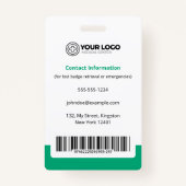 緑のライセンスを受けた実用的なナースLPNフォトバーコード バッジ (裏面)