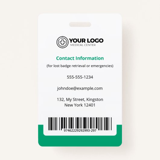 緑のライセンスを受けた実用的なナースLPNフォトバーコード バッジ (裏面)