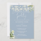 緑のライトダスティブルーフォト婚約パーティ 招待状 (正面)