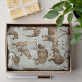 緑のライトデコップサファリの動物 薄葉紙 (ギフト)