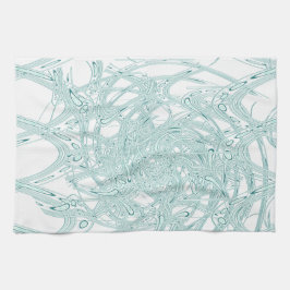 緑のライトデザインオン白 キッチンタオル