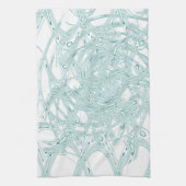 緑のライトデザインオン白 キッチンタオル (縦)