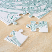 緑のライトデザインオン白 ジグソーパズル (側面)