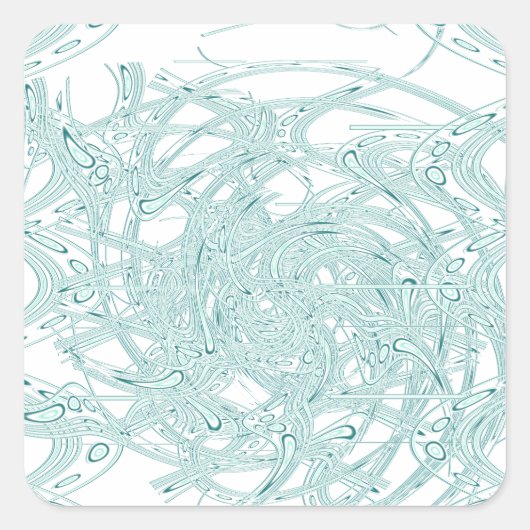 緑のライトデザインオン白 スクエアシール (正面)