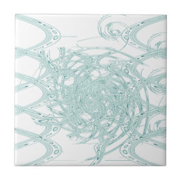 緑のライトデザインオン白 タイル