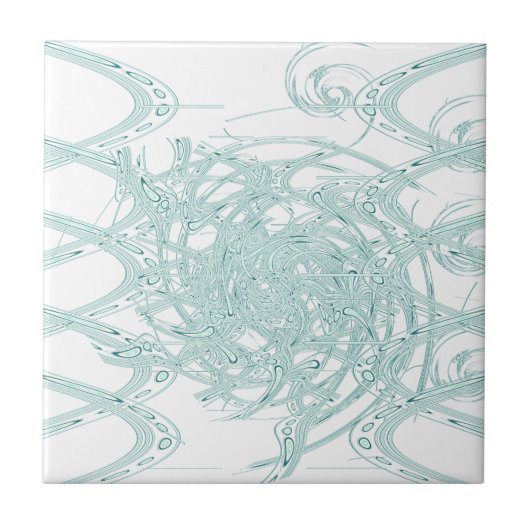 緑のライトデザインオン白 タイル (正面)