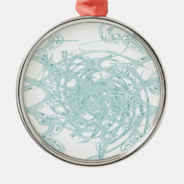 緑のライトデザインオン白 メタルオーナメント