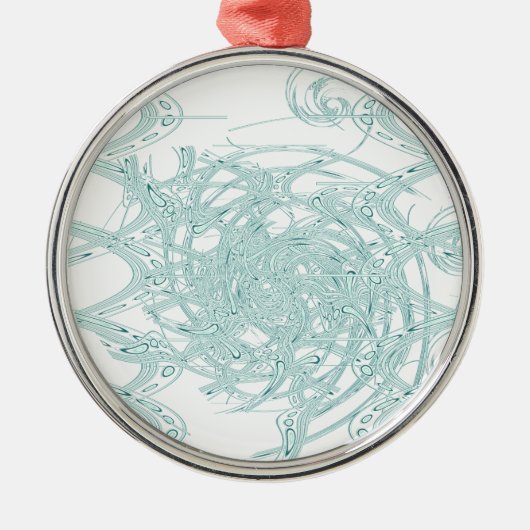 緑のライトデザインオン白 メタルオーナメント (正面)