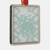 緑のライトデザインオン白 メタルオーナメント (右)