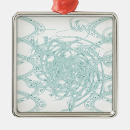 緑のライトデザインオン白 メタルオーナメント