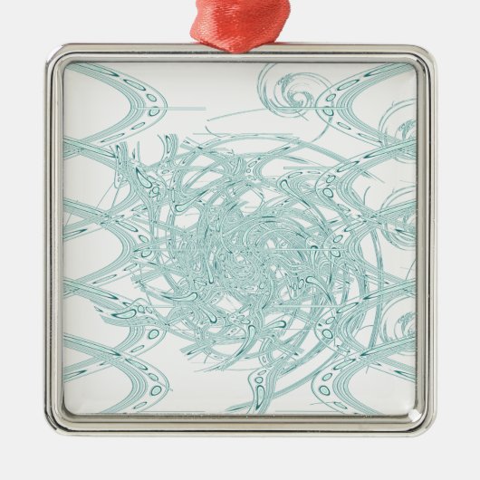 緑のライトデザインオン白 メタルオーナメント (正面)