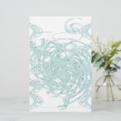 緑のライトデザインオン白 便箋 (スタンド正面)