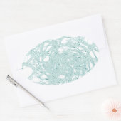 緑のライトデザインオン白 楕円形シール (封筒)