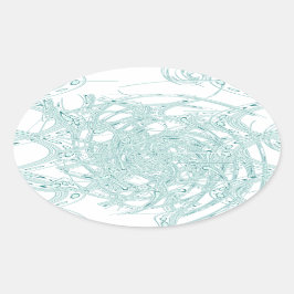 緑のライトデザインオン白 楕円形シール