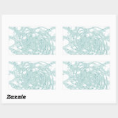 緑のライトデザインオン白 長方形シール (シート)