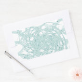 緑のライトデザインオン白 長方形シール (封筒)