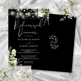 緑のライト白黒のリハーサルディナー 招待状