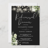 緑のライト白黒のリハーサルディナー 招待状 (正面)