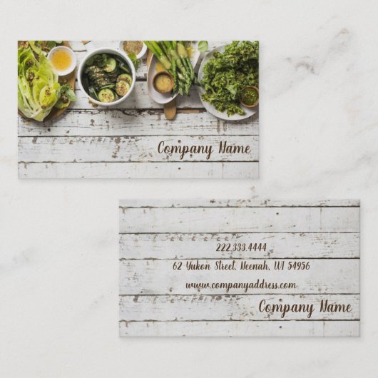 緑のライフスタイルサラダレストランのベジタリアンの食糧 名刺 (正面/裏面)